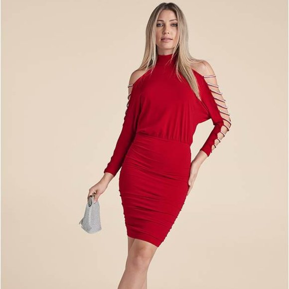 Embellished Cold-Shoulder Dress - Picture 1 of 2